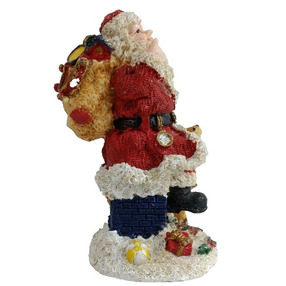 K's Collection Holiday Santa on Chimney with Reindeer Resin Christmas Figurine - Picture 5 of 6